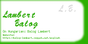 lambert balog business card